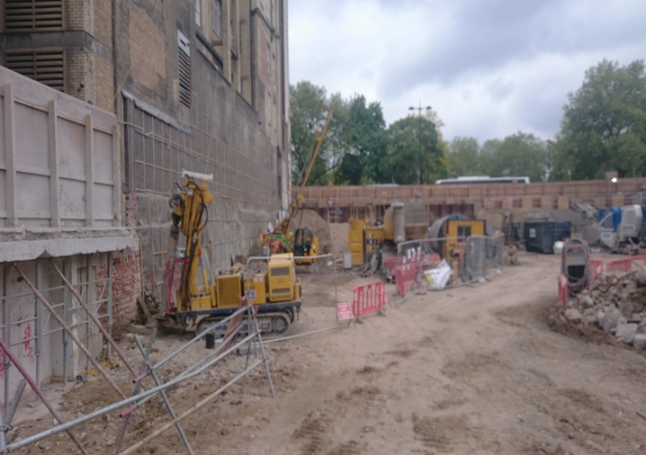 Installing the jet grouted columns adjacent to another building