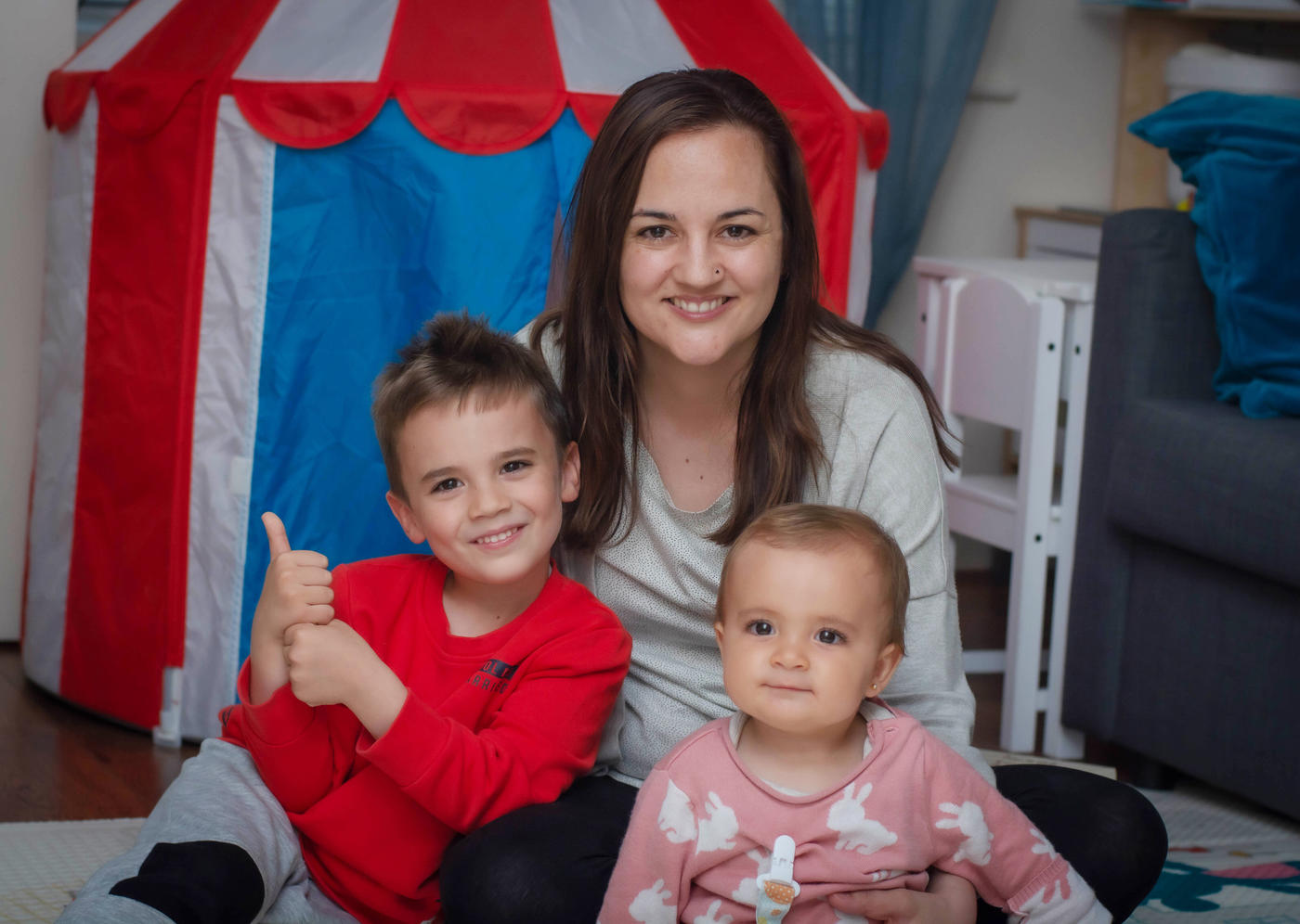 Sara Cruz Carlos with son Moises and daughter Sara