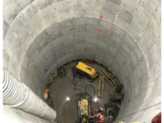 Grouting in one of the shafts at Woodsmith Mine