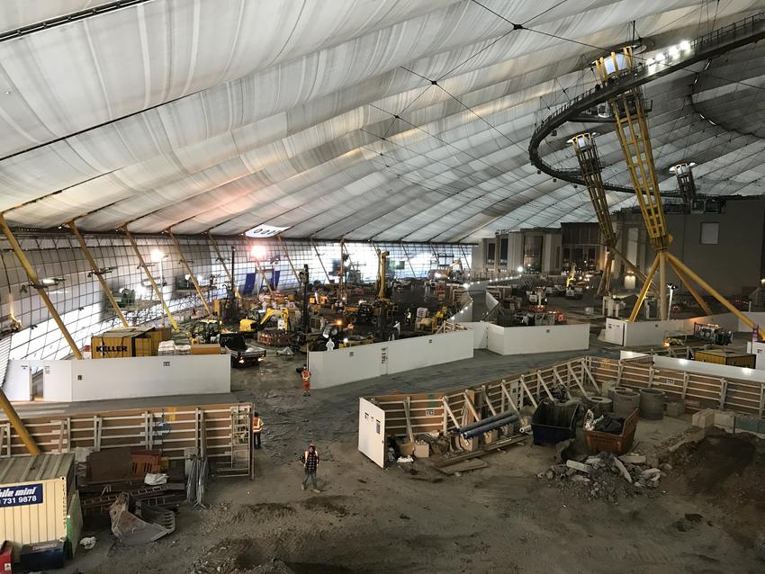 Work going on inside the O2 Arena